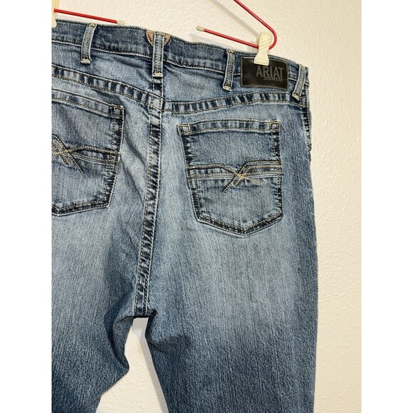 MEN'S ARIAT M4 STRAIGHT STOCKTON DENIM JEANS Light Wash 44 X 34 Faded Distressed - Picture 11 of 16